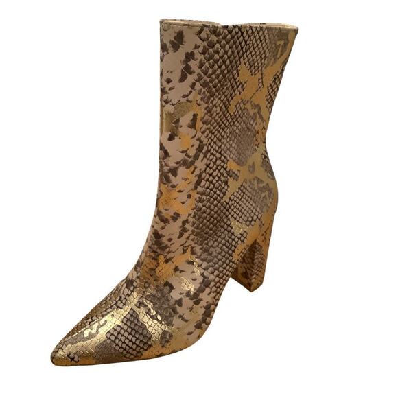 VERSONA BELLFLOWER FAUX SNAKESKIN SIDE ZIP BOOTIES 7 - Picture 1 of 9